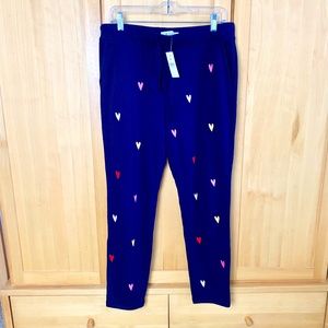 Loft Lou&Grey Cozy Blue Heart Lounge Pants, size M